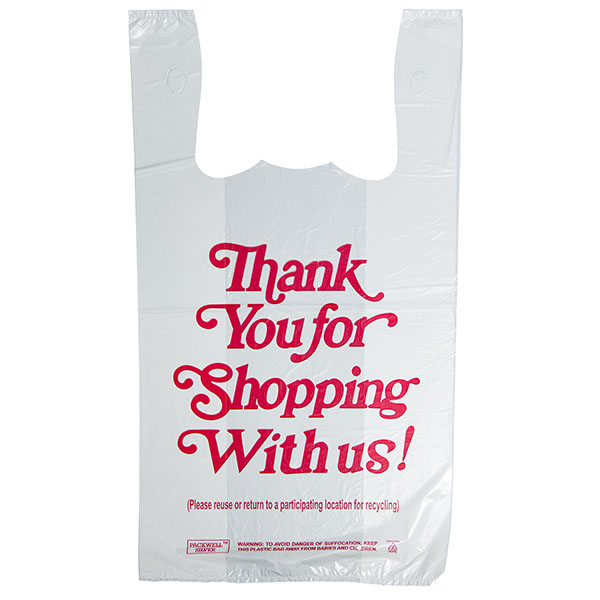 CARRY BAG-SILVER 1/6 11.5X6.5X21.5 17MIC THANK YOU 500CT *WHITE*